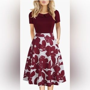 NWT HELYO Vintage Floral Print A-Line Dress with Pockets - Size: Large